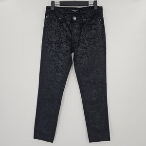 Dear John Black Floral Embossed Velvet Jeans‎ Size 27 Stretch Soft